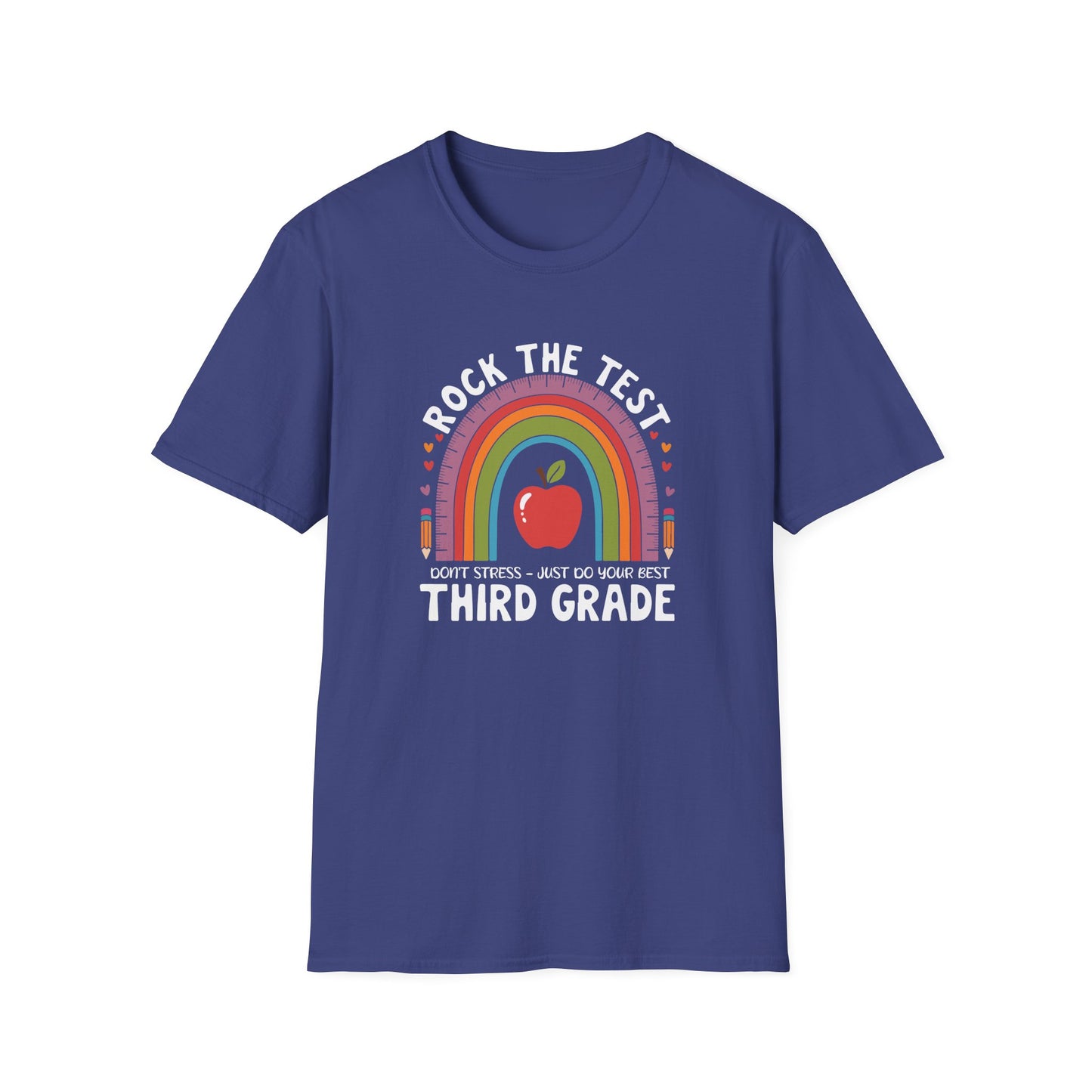 3rd Grade State Testing Teacher Shirt – “Rock The Test - Third Grade” Graphic Tee, Cute Educator T-Shirt, Funny Classroom Apparel