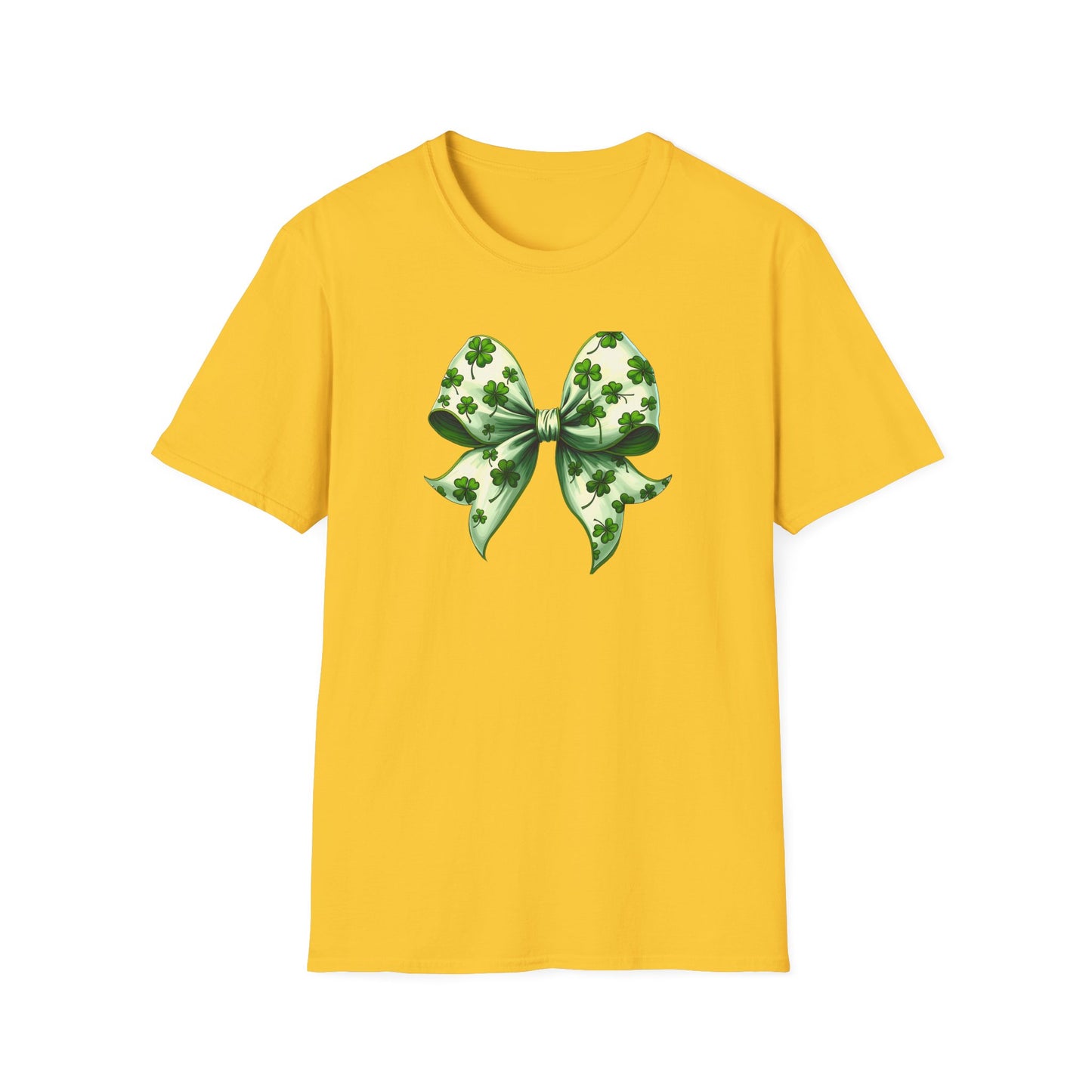 St. Patrick's Shamrock Bow T-Shirt — Green Clover Ribbon Tee
