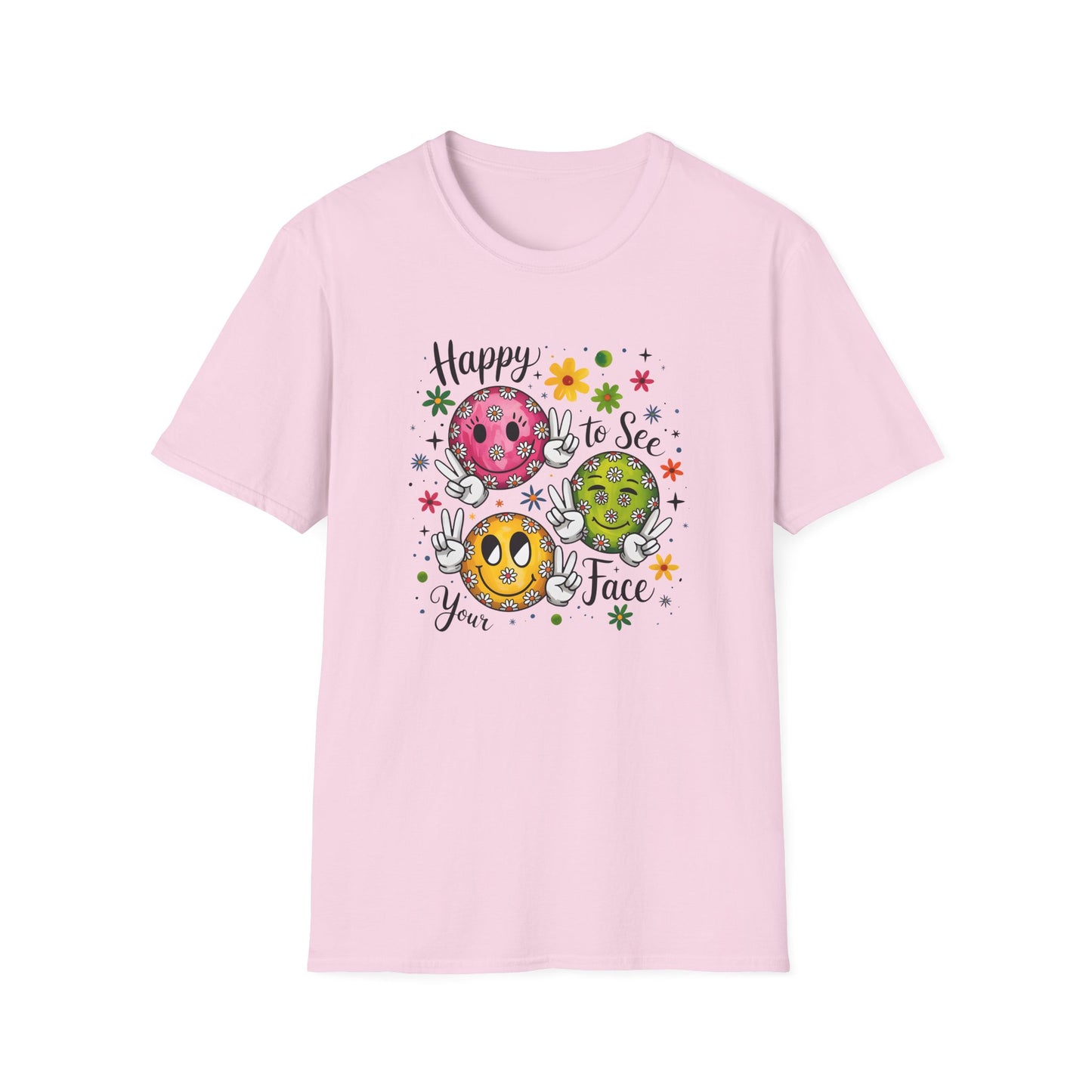 Groovy Retro Smiley Face T-Shirt – Happy to See Your Face | Vintage 70s Aesthetic Tee