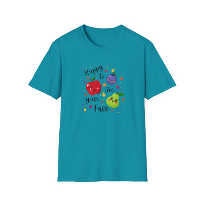 Cute Kawaii Fruit Shirt – Smiling Apple Pear Blueberry Tee