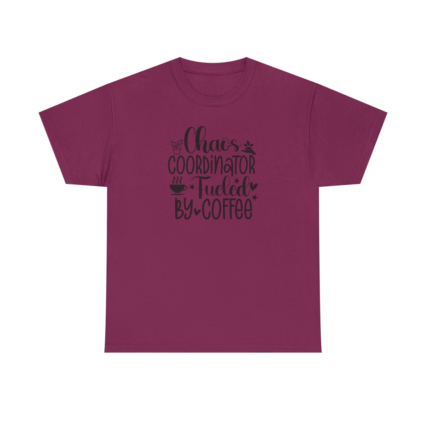 Chaos Coordinator T-Shirt – "Fueled by Coffee" Funny Mom/Teacher Shirt – Cute Coffee Lover Graphic Tee for Women