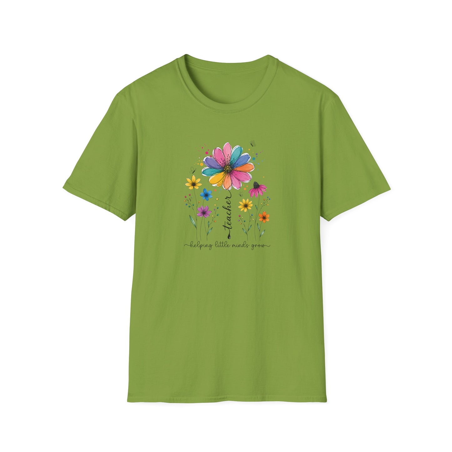 Helping Little Minds Grow Teacher Shirt | Floral Teacher Tee | Colorful Wildflower Teacher Shirt
