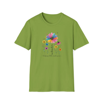 Helping Little Minds Grow Teacher Shirt | Floral Teacher Tee | Colorful Wildflower Teacher Shirt