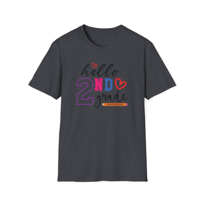 Hello Grade Teacher Shirts | Retro Back to School Graphic Tees | Preschool, Pre-K, Kindergarten, First, Second & Third Grade Teacher Shirt | Gildan 64000 Softstyle Tee