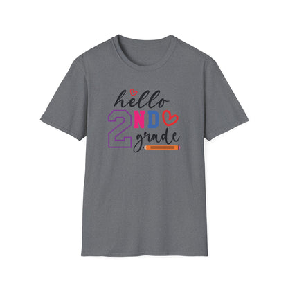 Hello Grade Teacher Shirts | Retro Back to School Graphic Tees | Preschool, Pre-K, Kindergarten, First, Second & Third Grade Teacher Shirt | Gildan 64000 Softstyle Tee