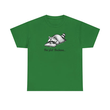 Raccoon "The Plot Thickens" Graphic Tee - Funny Book Lover Tee