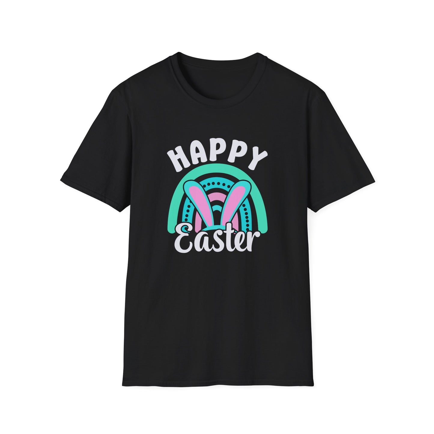 Happy Easter Bunny Shirt, Pastel Easter Rainbow Tee, Cute Spring Graphic T-Shirt, Bunny Ears Easter Outfit, Women’s Easter Shirt, Soft Pastel Holiday Tee