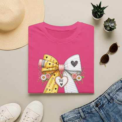 Personalized Teacher Bow Shirt | Custom Teacher Name Heart Tee