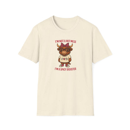 Spicy Disaster Highland Cow Tee – Funny Graphic Shirt for Sassy Souls