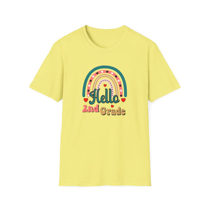 Hello 2nd Grade Rainbow T-Shirt – Back to School Teacher & Student Tee
