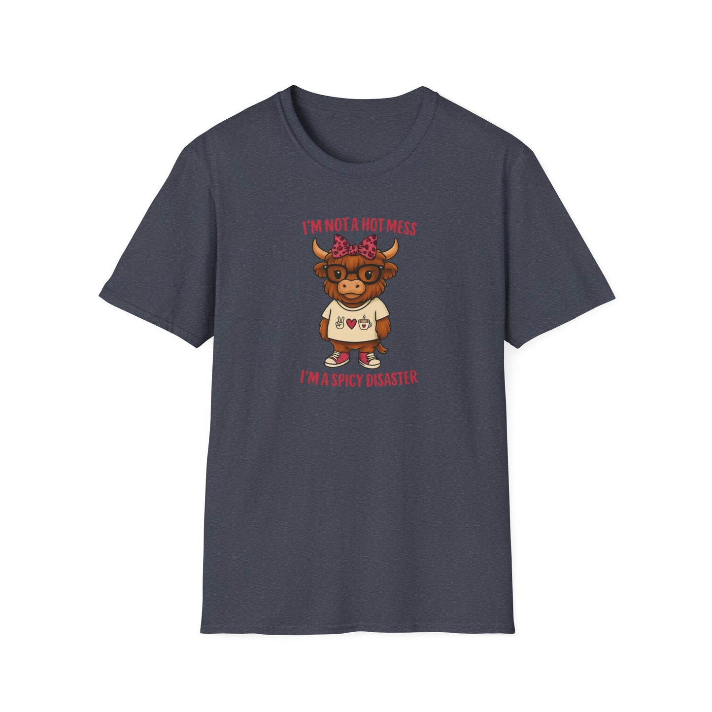 Spicy Disaster Highland Cow Tee – Funny Graphic Shirt for Sassy Souls