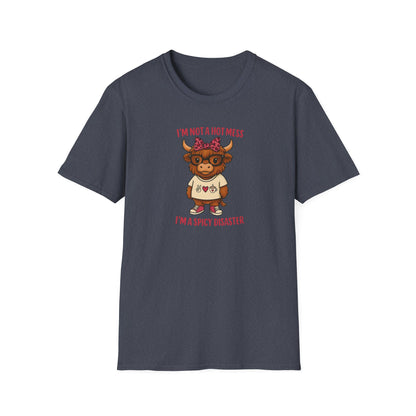 Spicy Disaster Highland Cow Tee – Funny Graphic Shirt for Sassy Souls