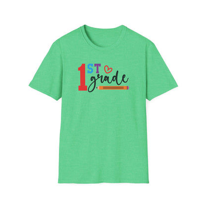 1st Grade Teacher Shirt | Back to School Teacher Tee | First Grade Graphic T-Shirt | Cute Classroom Shirt | Gildan 64000 Softstyle Tee