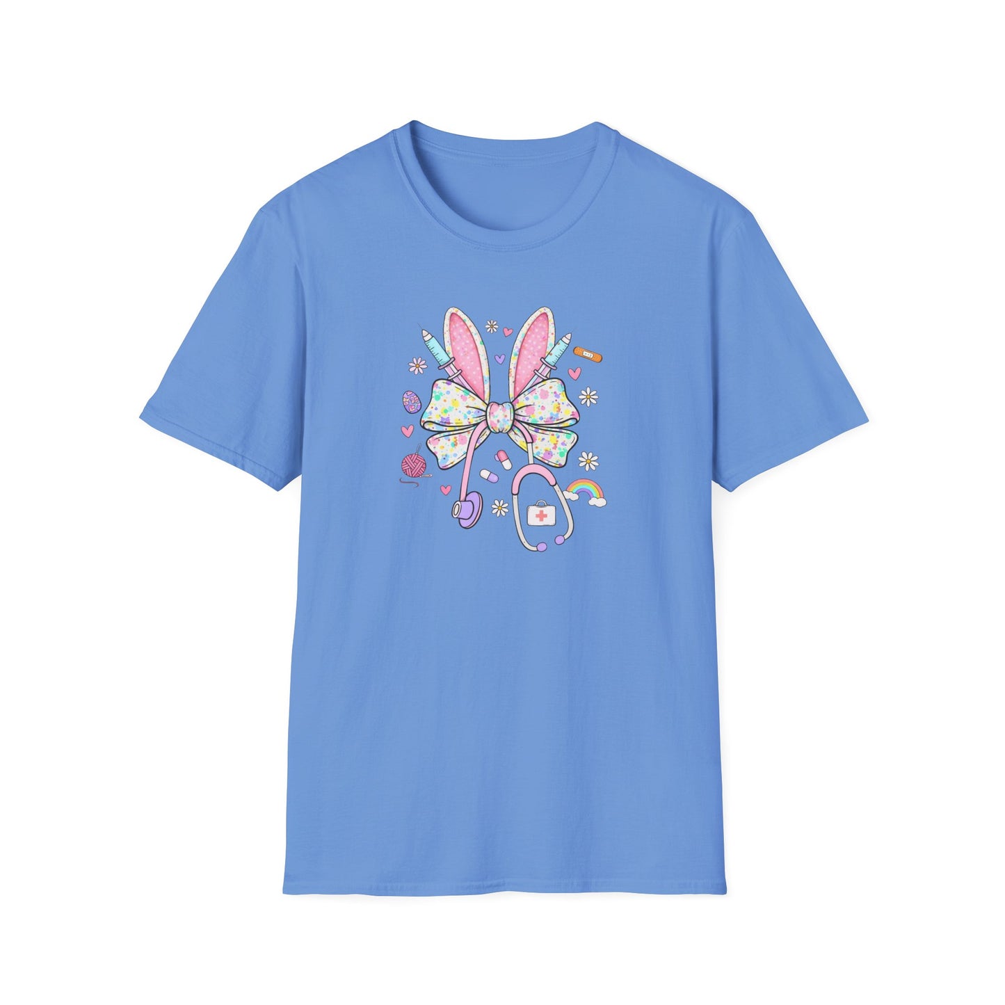 Easter Bunny Bow T-Shirt — Pastel Cute Bunny & Candy Graphic