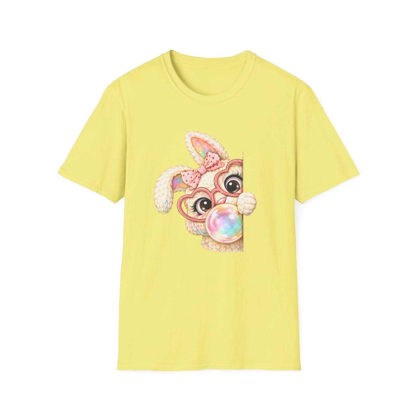 Cute Bubblegum Bunny Shirt, Peekaboo Easter Bunny Tee, Pastel Kawaii Rabbit Graphic T-Shirt, Coquette Spring Outfit, Funny Easter Shirt for Women