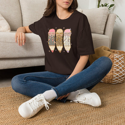 Coquette Pencil Teacher Shirt | Bow Pencil Teacher T-Shirt | Pink Leopard Checkered School Shirt