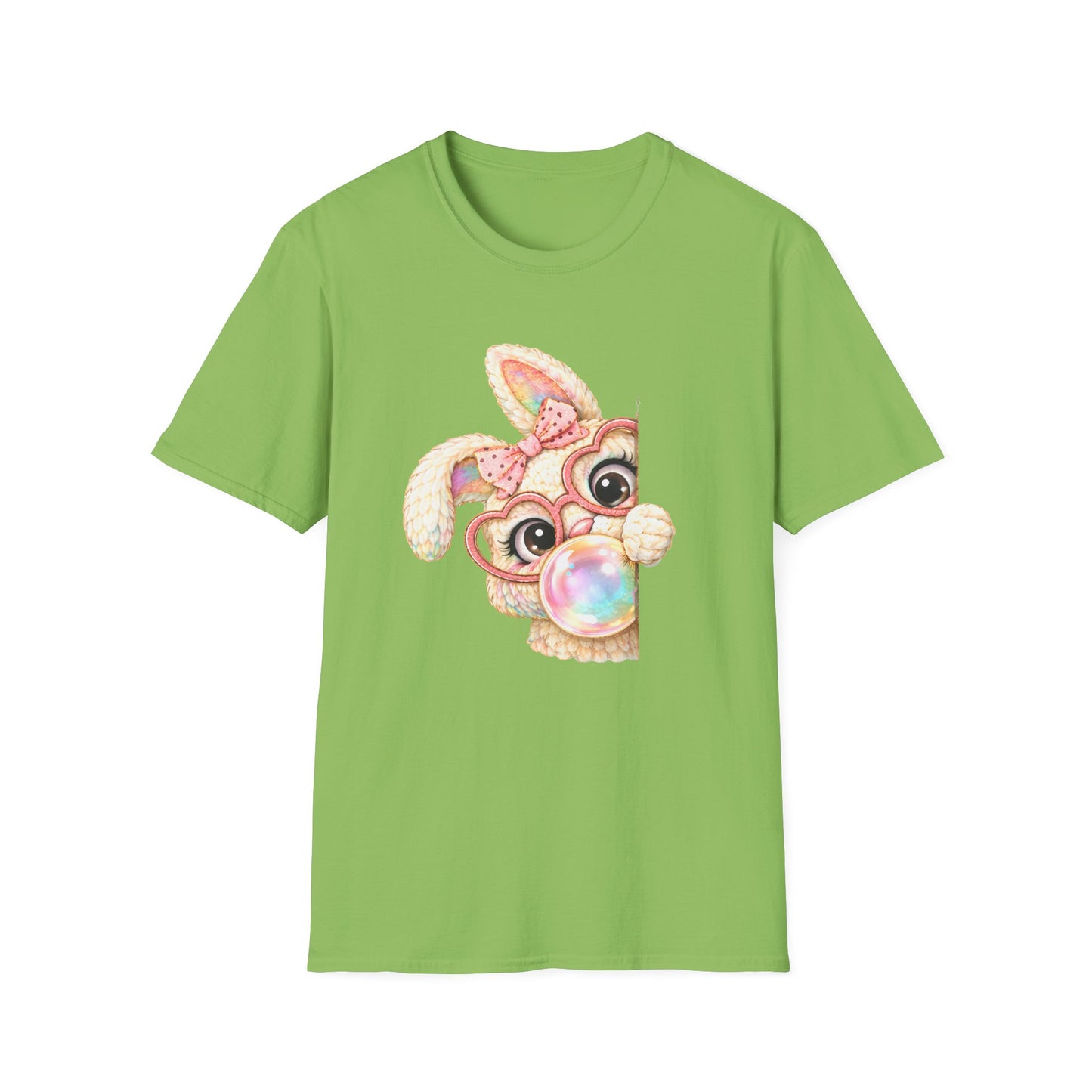 Cute Bubblegum Bunny Shirt, Peekaboo Easter Bunny Tee, Pastel Kawaii Rabbit Graphic T-Shirt, Coquette Spring Outfit, Funny Easter Shirt for Women