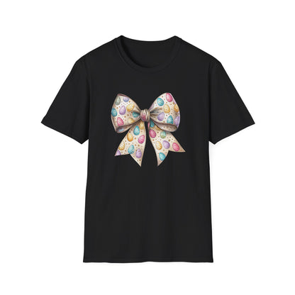 Pastel Easter Bow Shirt, Cute Spring Graphic Tee, Easter Egg Ribbon T-Shirt, Coquette Easter Outfit, Soft Aesthetic Bunny Season Tee, Women’s Spring Gift