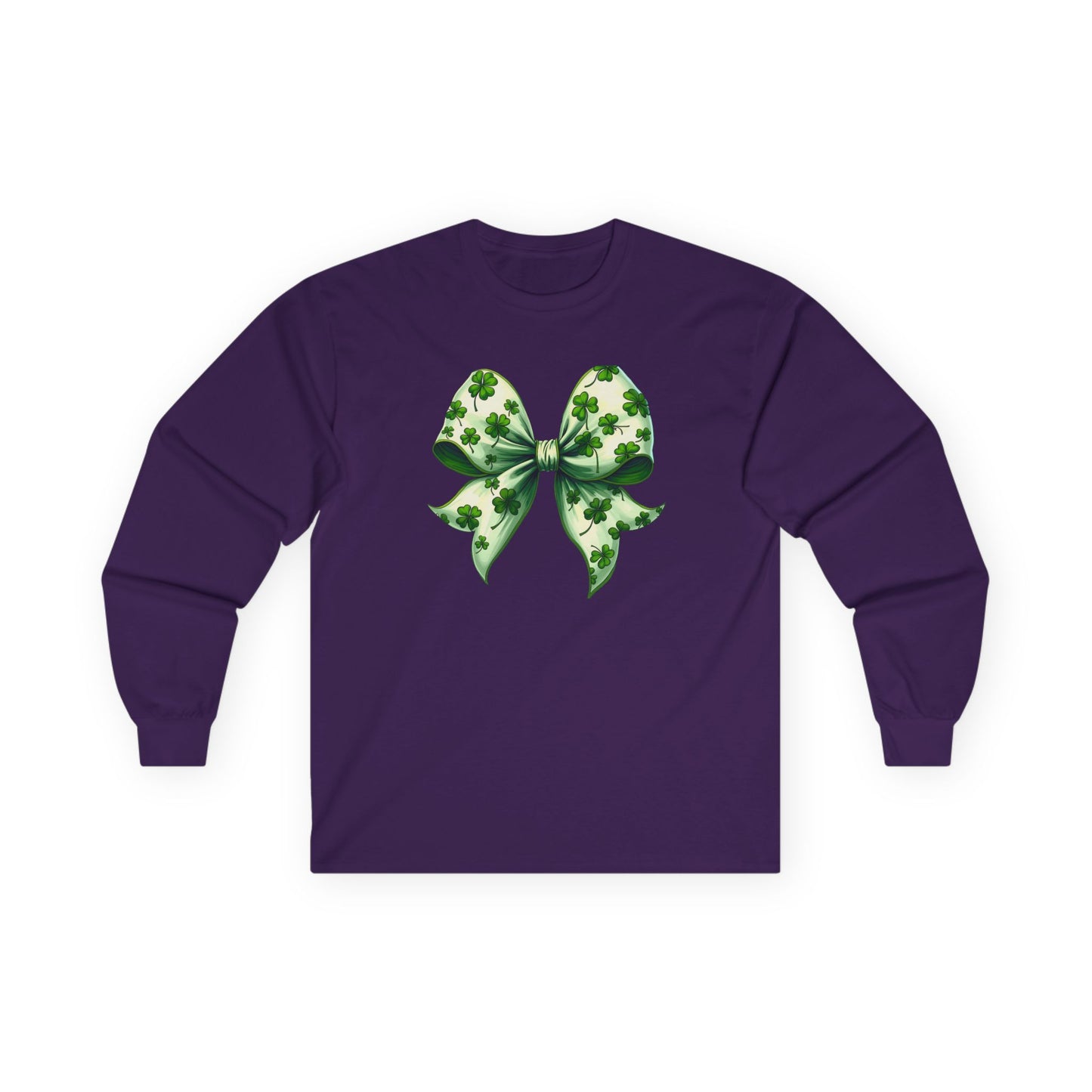 St. Patrick's Shamrock Bow Long Sleeve Tee