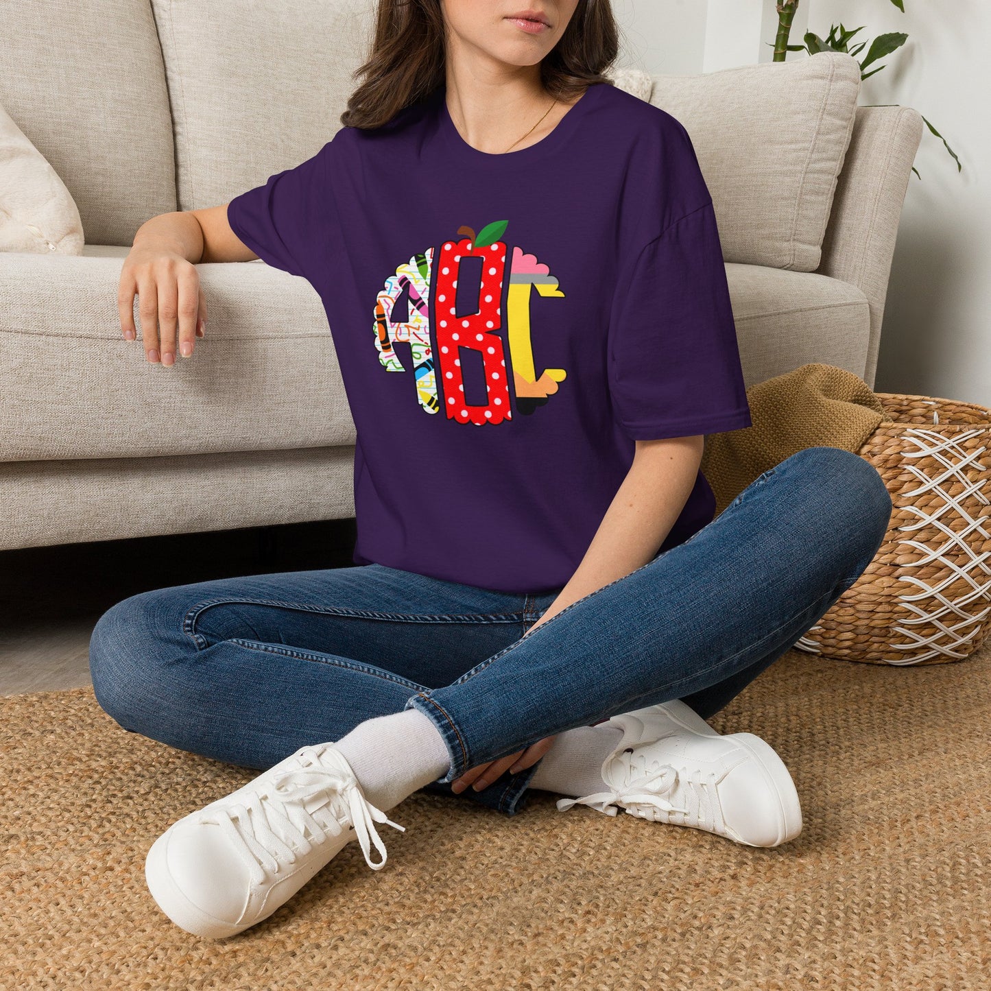 ABC Teacher Shirt | Back to School Graphic Tee | Apple Pencil Crayon Teacher Shirt