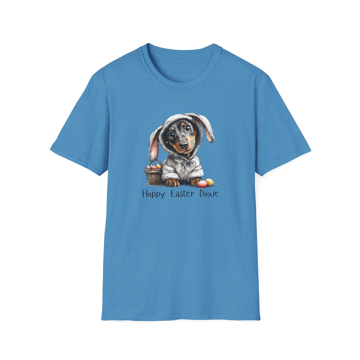 Easter Dachshund T-Shirt — "Hoppy Easter Doxie" Cute Dog Bunny Tee