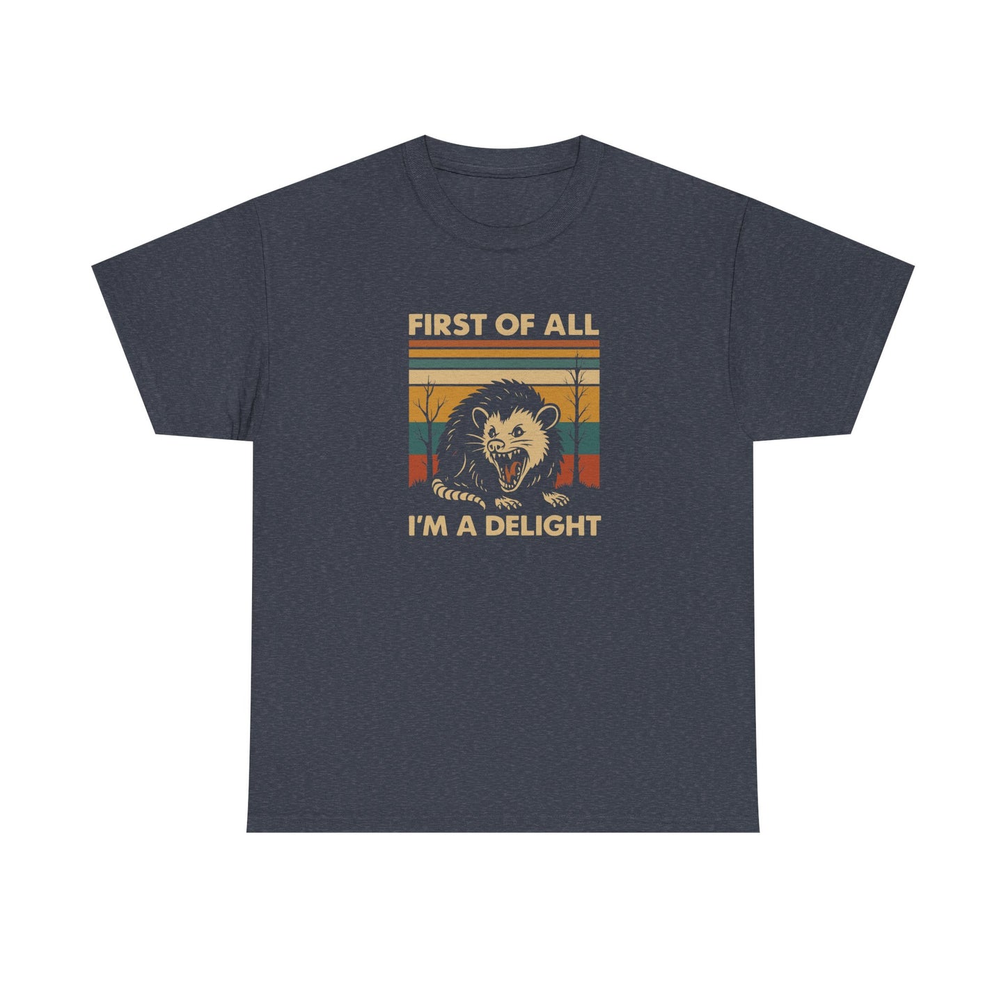 "First of All I'm a Delight" Vintage Graphic T-Shirt - Funny Retro Opossum Tee