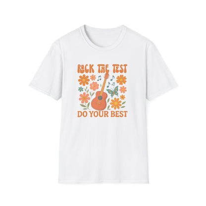 Rock the Test Guitar T‑Shirt — Do Your Best Retro Floral Tee - State Testing Teacher Tee