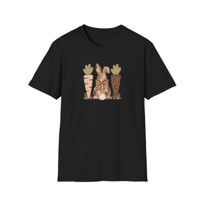 Leopard Bunny & Carrot Easter Tee – Cute Spring Graphic T-Shirt, Trendy Pastel Bunny Shirt, Easter Outfit Women