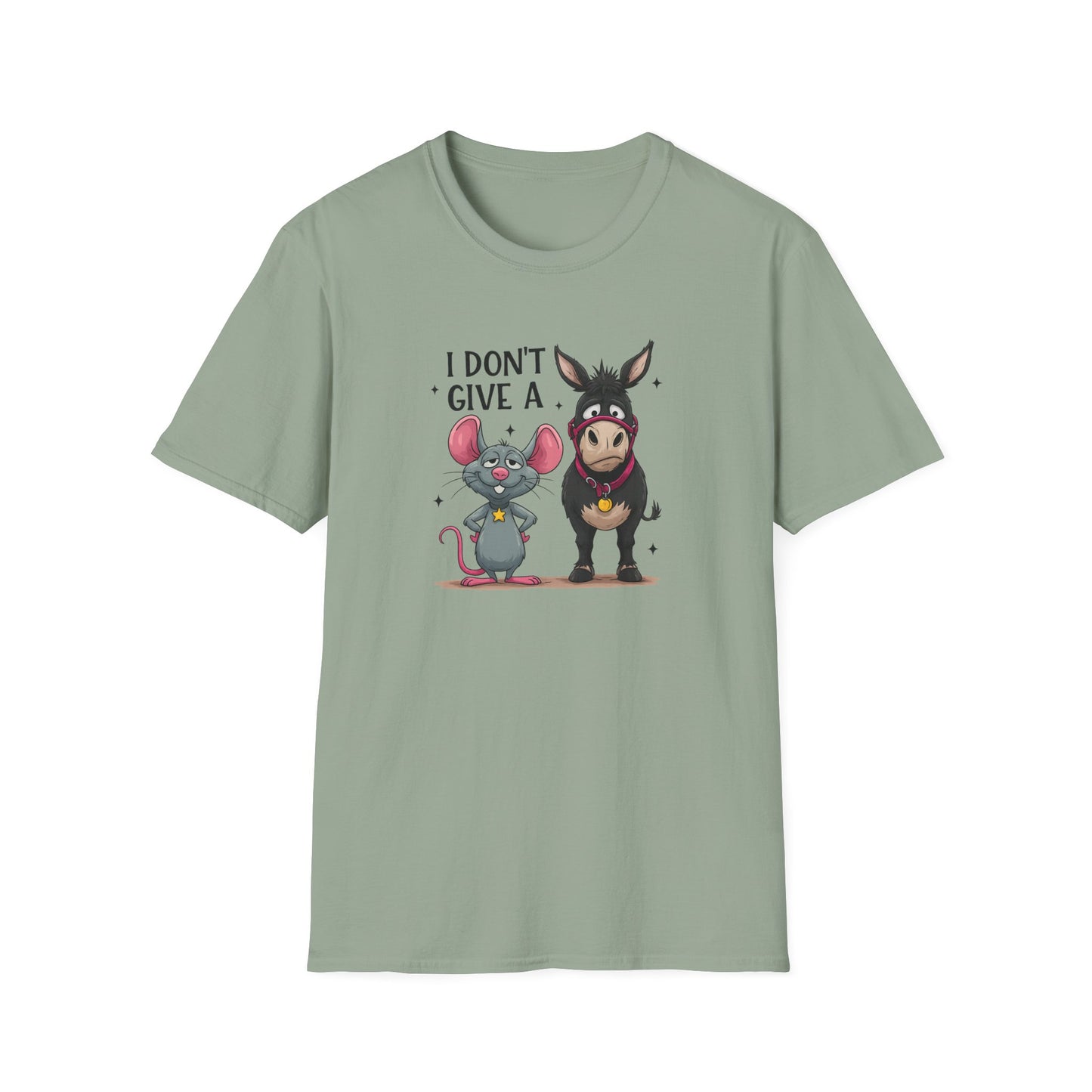I Don't Give A... Funny Mouse & Donkey T-Shirt Cute Sarcastic Tee | Unisex Casual Humor Shirt