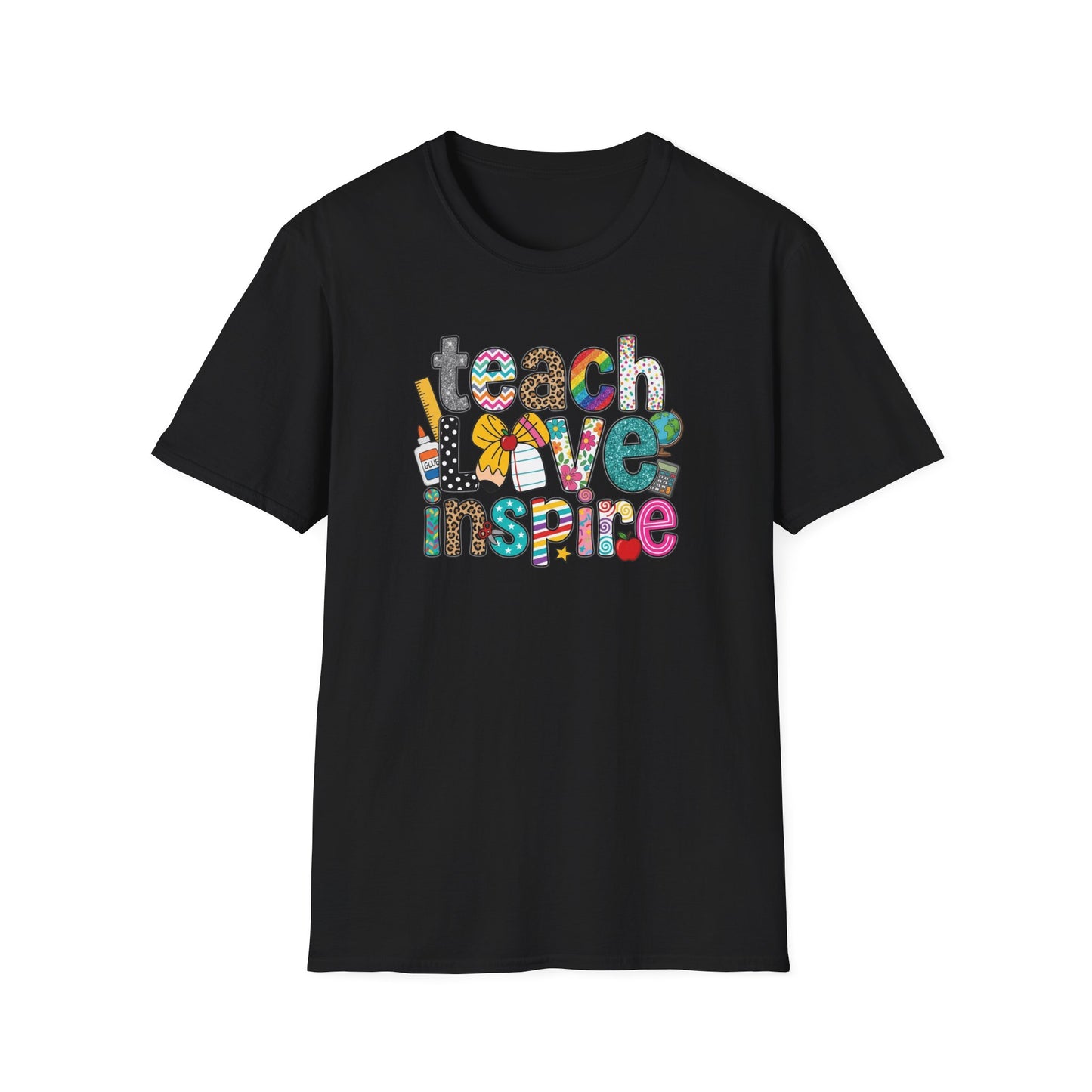 Teach Love Inspire Shirt – Cute Teacher T-Shirt – Colorful Classroom Graphic Tee – Teacher Appreciation Gift