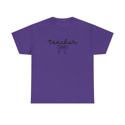 Teacher Script Tee - Teacher Bow Graphic Tee | Cute Teacher Shirt