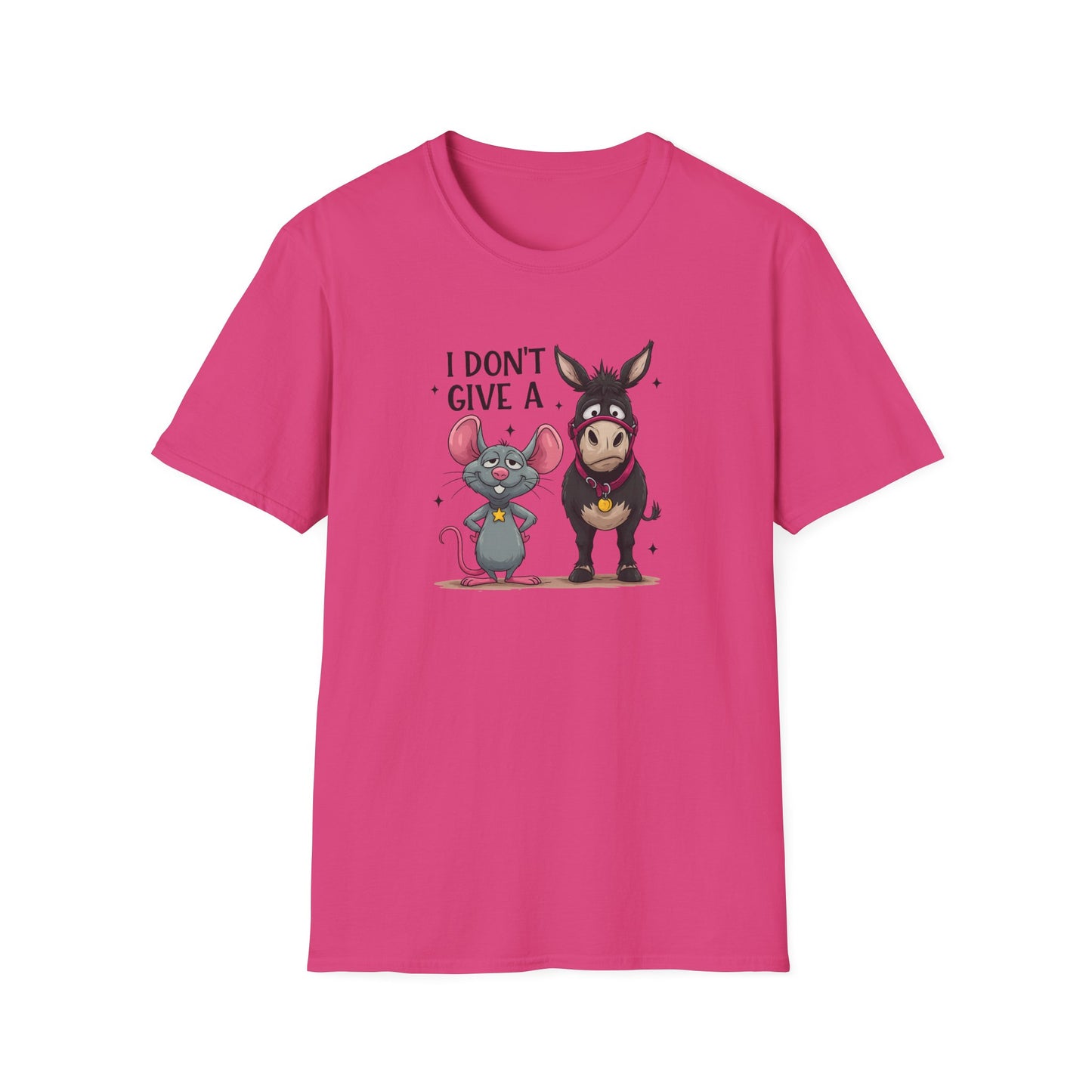 I Don't Give A... Funny Mouse & Donkey T-Shirt Cute Sarcastic Tee | Unisex Casual Humor Shirt