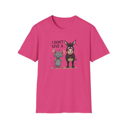 I Don't Give A... Funny Mouse & Donkey T-Shirt Cute Sarcastic Tee | Unisex Casual Humor Shirt