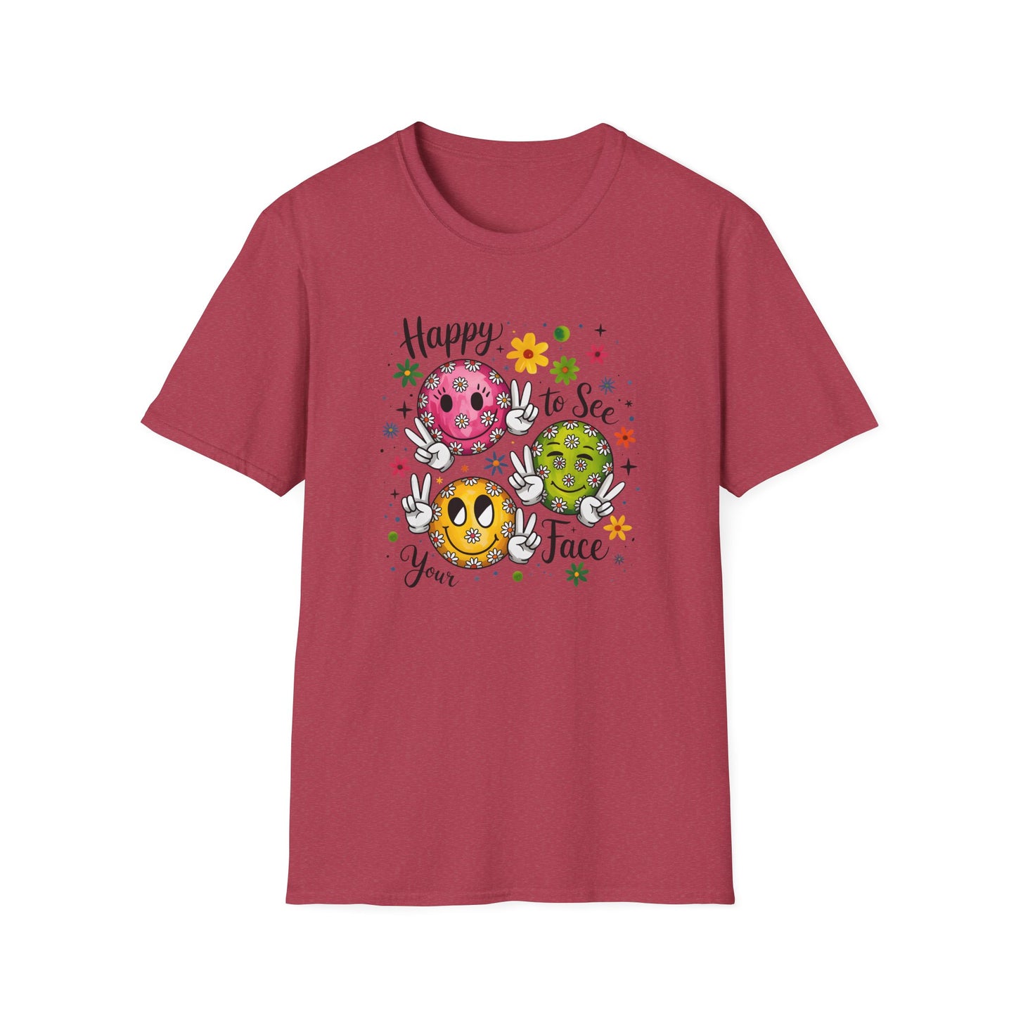 Groovy Retro Smiley Face T-Shirt – Happy to See Your Face | Vintage 70s Aesthetic Tee