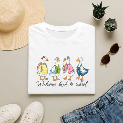 Back to School Ducklings T-Shirt — "Welcome back to school"