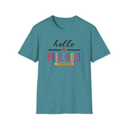Hello Grade Teacher Shirts | Retro Back to School Graphic Tees | Preschool, Pre-K, Kindergarten, First, Second & Third Grade Teacher Shirt | Gildan 64000 Softstyle Tee