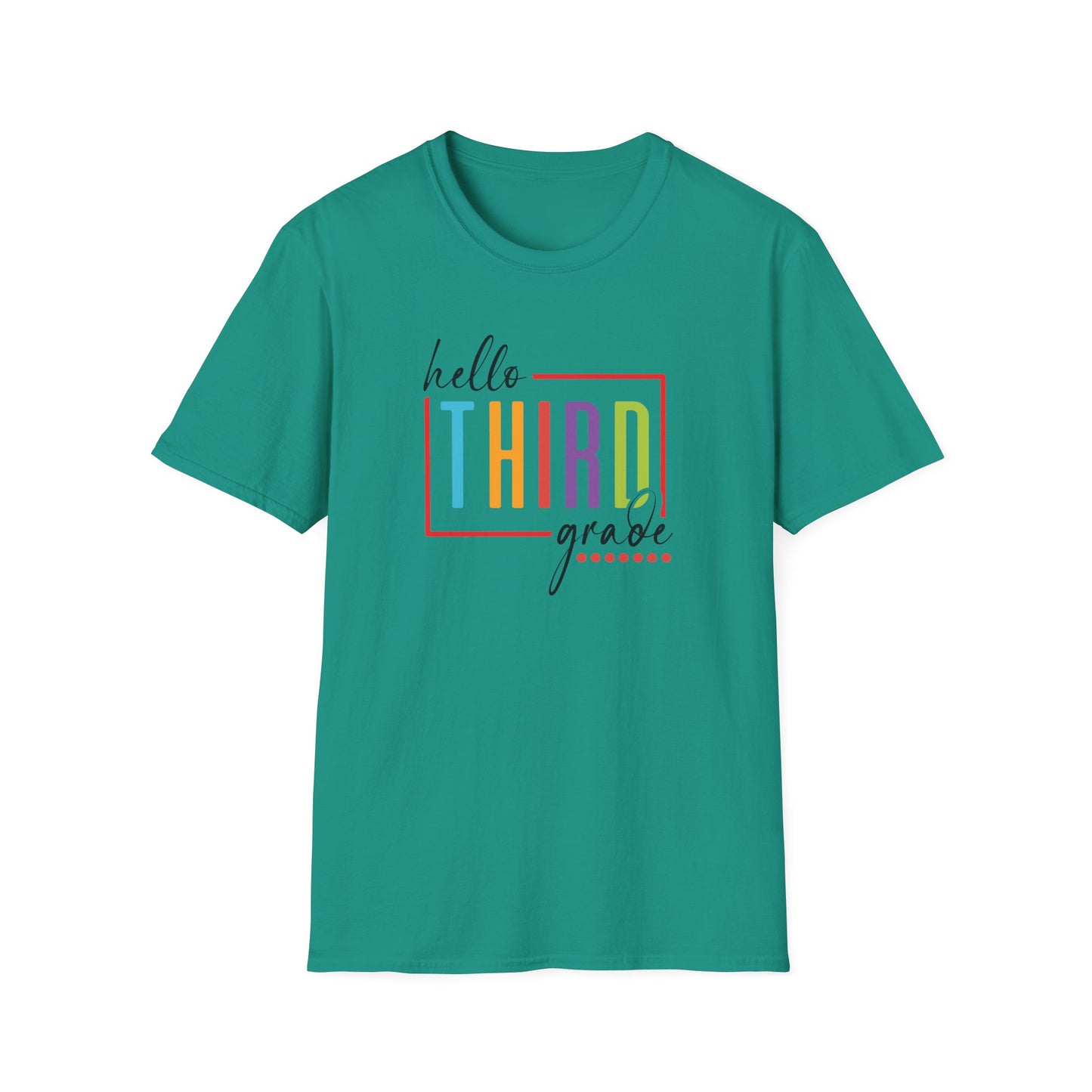 Hello Grade Teacher Shirts | Retro Back to School Graphic Tees | Preschool, Pre-K, Kindergarten, First, Second & Third Grade Teacher Shirt | Gildan 64000 Softstyle Tee