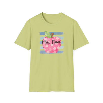 Personalized Teacher Apple Shirt | Custom Teacher Name or Grade Level T-Shirt | Back to School Teacher Tee | Cute Pink Apple Graphic Tee