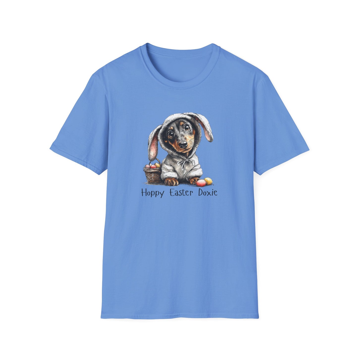 Easter Dachshund T-Shirt — "Hoppy Easter Doxie" Cute Dog Bunny Tee