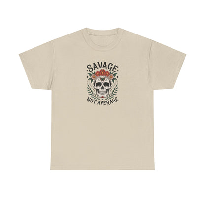 Savage Not Average Skull T-Shirt – Floral Skull Graphic Tee Vintage Style