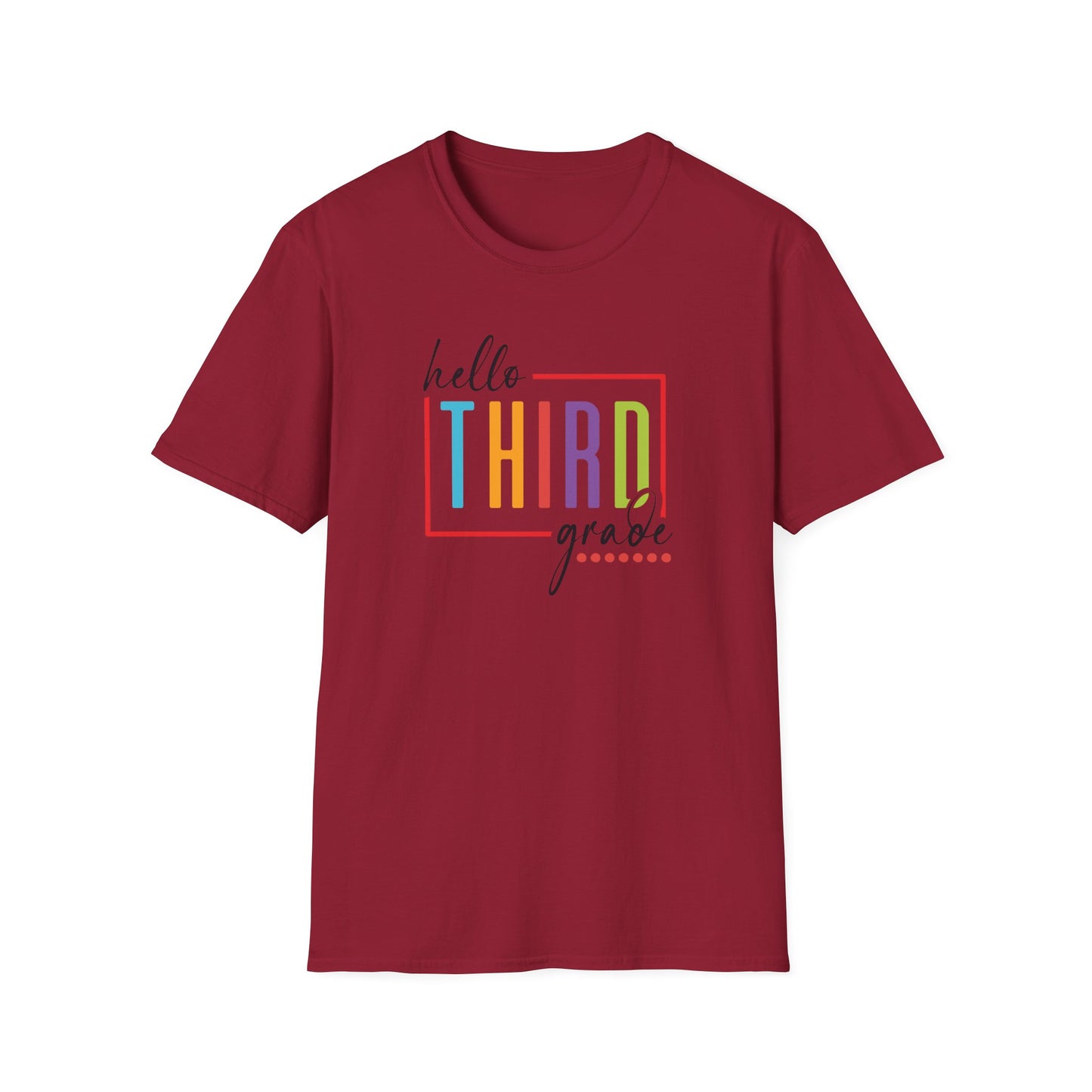 Hello Grade Teacher Shirts | Retro Back to School Graphic Tees | Preschool, Pre-K, Kindergarten, First, Second & Third Grade Teacher Shirt | Gildan 64000 Softstyle Tee