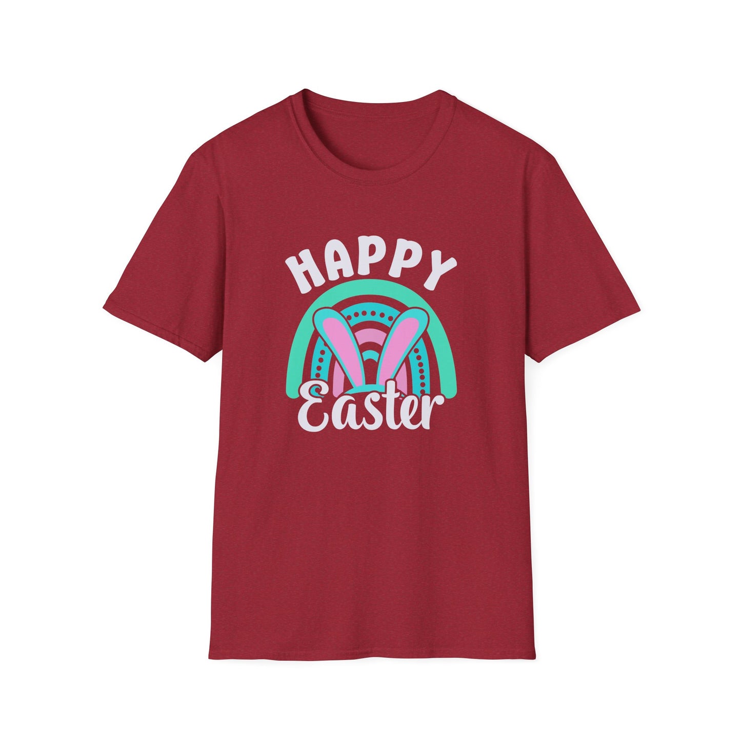 Happy Easter Bunny Shirt, Pastel Easter Rainbow Tee, Cute Spring Graphic T-Shirt, Bunny Ears Easter Outfit, Women’s Easter Shirt, Soft Pastel Holiday Tee