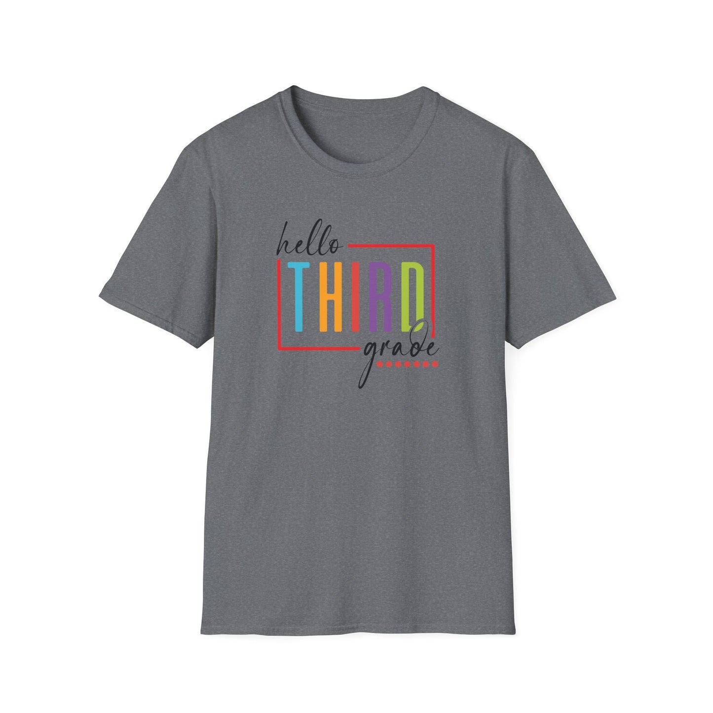 Hello Grade Teacher Shirts | Retro Back to School Graphic Tees | Preschool, Pre-K, Kindergarten, First, Second & Third Grade Teacher Shirt | Gildan 64000 Softstyle Tee