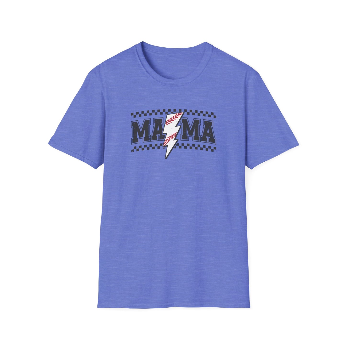 Baseball Mama Lightning Bolt Shirt – Trendy Game Day Sports Mom Tee | Vintage Checkered Baseball Mom Graphic T-Shirt