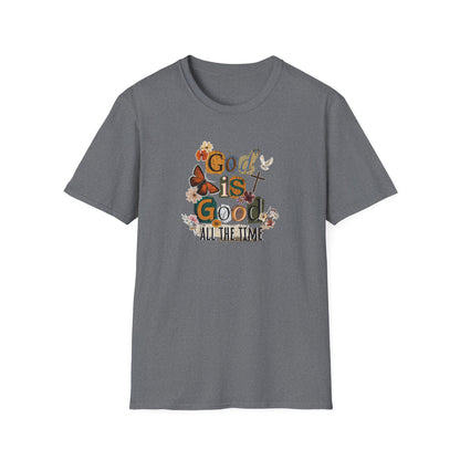 God Is Good All The Time T‑Shirt — Floral Christian Faith Graphic Tee