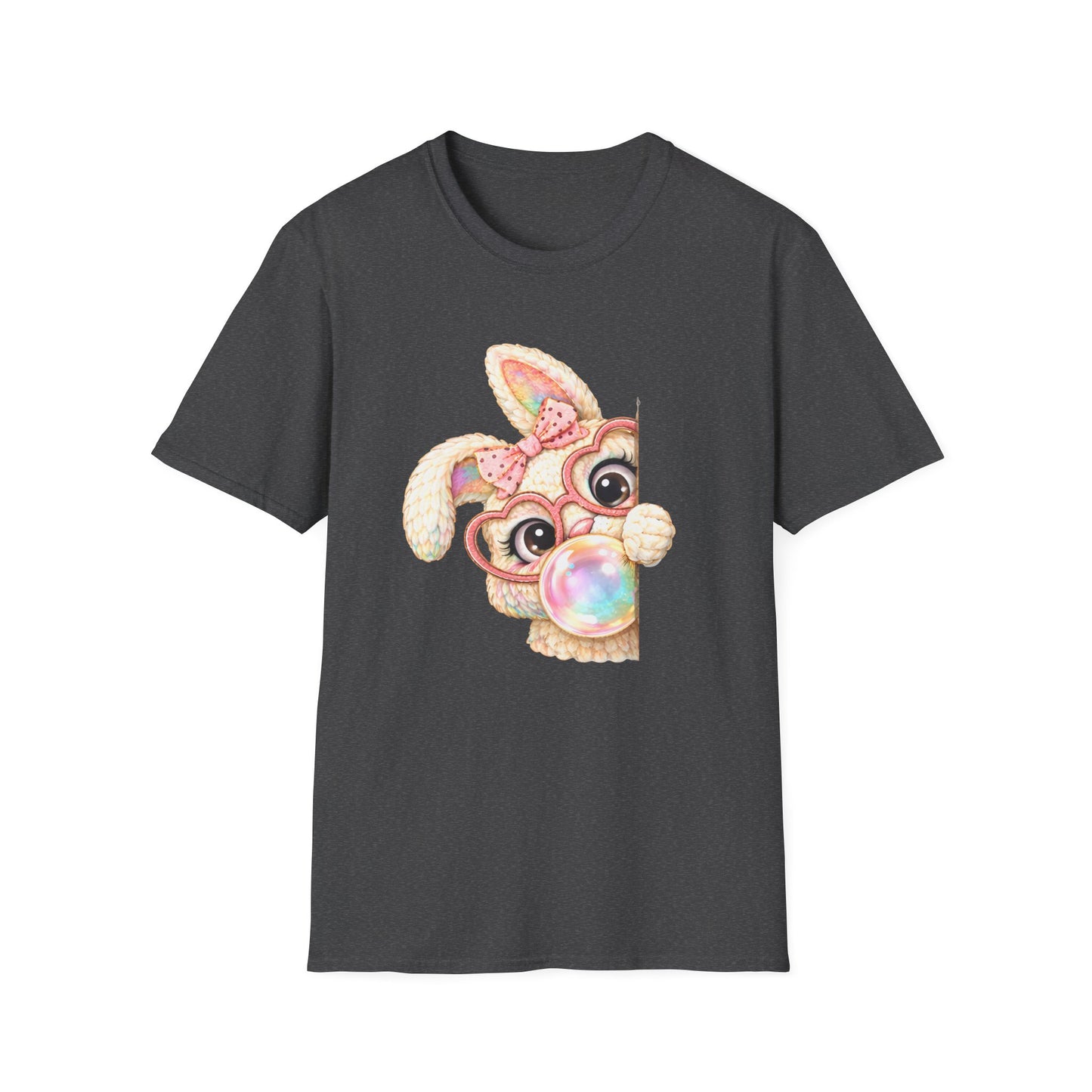 Cute Bubblegum Bunny Shirt, Peekaboo Easter Bunny Tee, Pastel Kawaii Rabbit Graphic T-Shirt, Coquette Spring Outfit, Funny Easter Shirt for Women