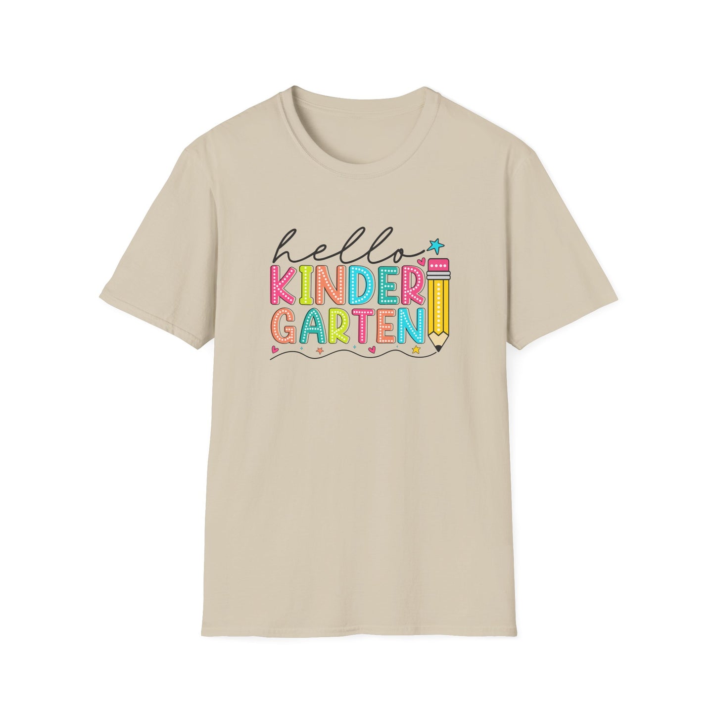 Hello Kindergarten Pencil T-Shirt — Colorful Back-to-School Cute School Spirit Tee