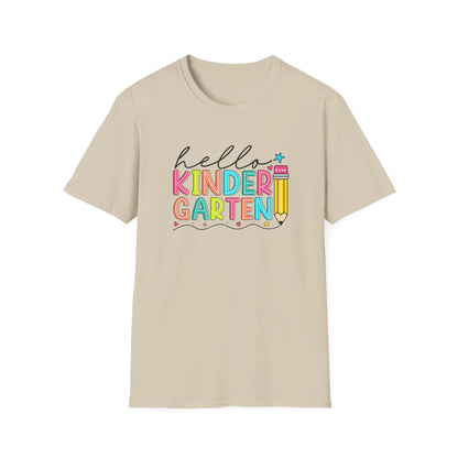 Hello Kindergarten Pencil T-Shirt — Colorful Back-to-School Cute School Spirit Tee