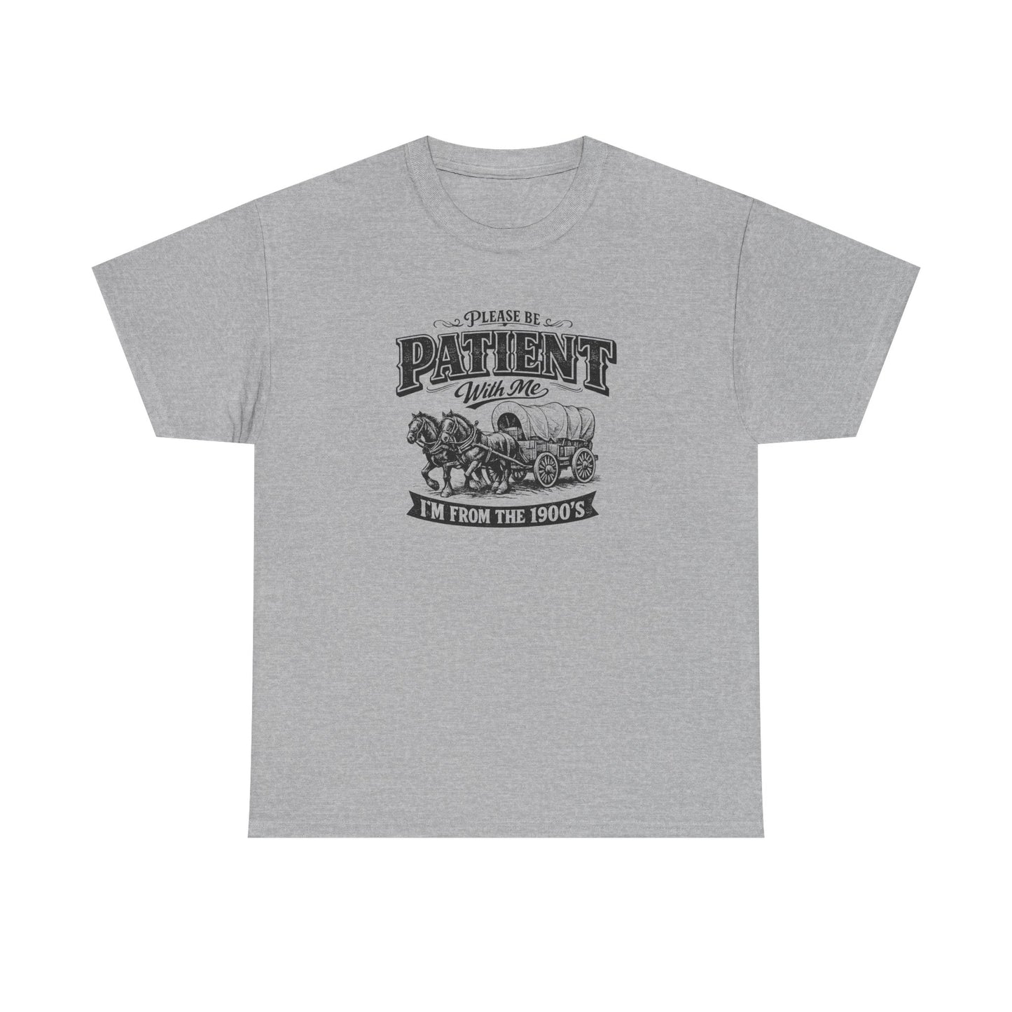 Please Be Patient With Me T-Shirt – Funny Vintage Wagon Graphic Tee, Western Humor Shirt