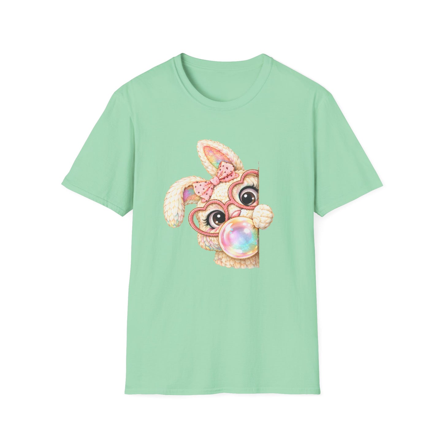 Cute Bubblegum Bunny Shirt, Peekaboo Easter Bunny Tee, Pastel Kawaii Rabbit Graphic T-Shirt, Coquette Spring Outfit, Funny Easter Shirt for Women